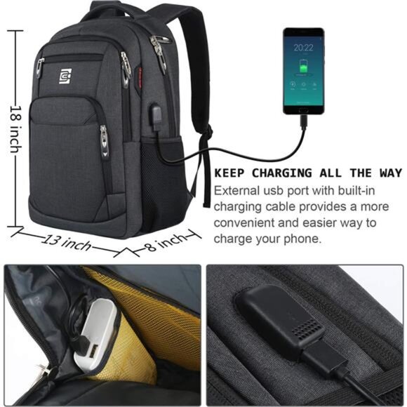 Laptop Backpack,Business Travel Anti Theft Slim Durable Laptops Backpack - Picture 2 of 7